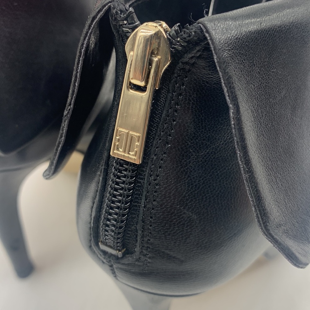 Ivanka Trump Itderri Black Leather Peep Toe Heeled Ankle Boot Size 8.5 BAB4129D - Picture 4 of 9